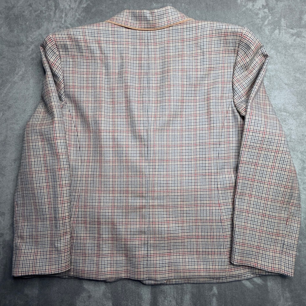Pendleton Blazer Women 18W Tan Blue Red Plaid 100% Virgin Wool Plus Size Jacket - Picture 3 of 8